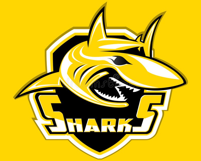 Shark Shield Sport Logo Vector Mascot Aquatic Predator Sport Emblem Diving