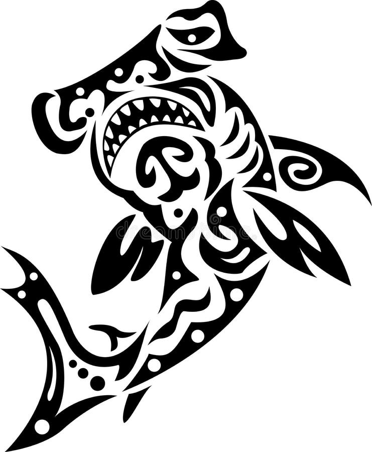 Shark in tribal stock vector. Illustration of graphic - 24537760