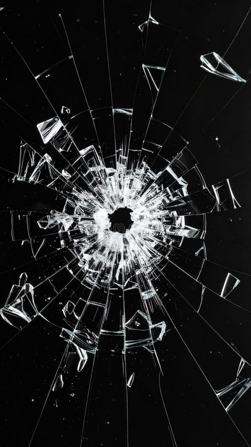 Shattered Glass Texture Sharp Fragments Against Black Background