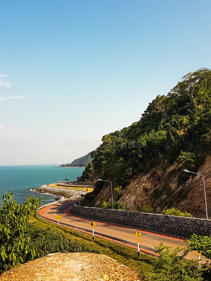 Sharp curve and beautiful sky,Noen-nangphaya view point,Chanthaburi,Thailand stock photo Sharp curve and beautiful sky,Noen-nangphaya view point,Chanthaburi,Thailand stock photo