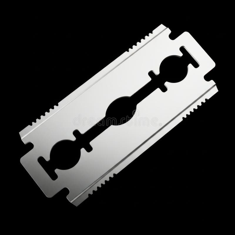 Sharp metallic double edge razor blade with serrated edges isolated on white background royalty free illustration