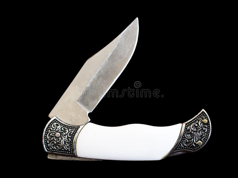 Sharp pocketknife isolated on a black background