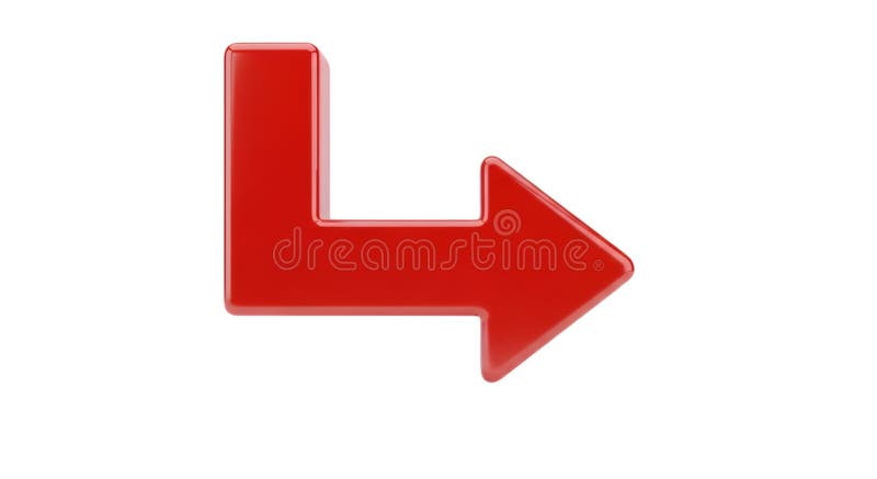 Red arrow pointing right, direction indicator, navigation symbol, sign, 3d render vector illustration