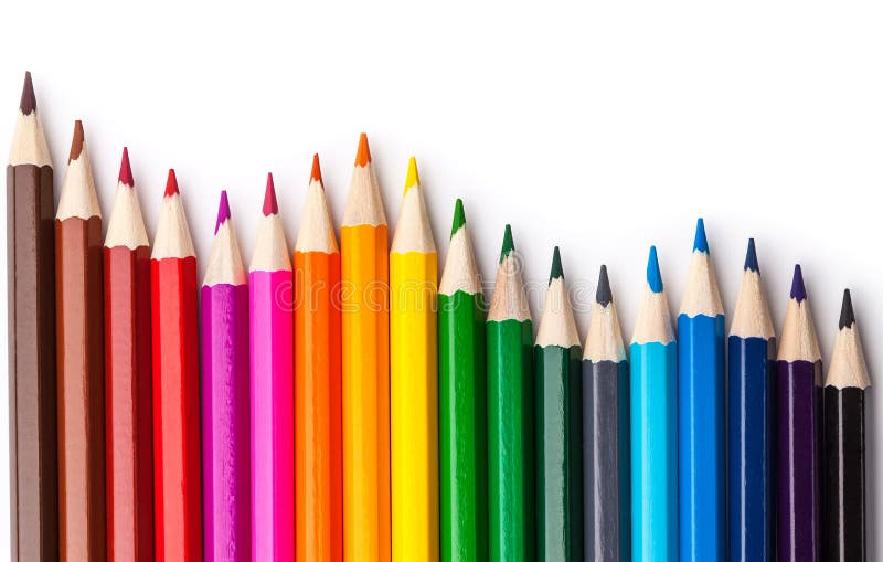 Colored pencils on a white background, Stock image