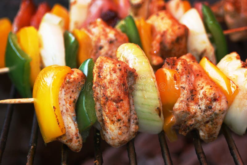 Meat shashlik on spit outdoor. Meat shashlik on spit outdoor