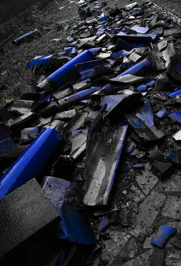 Shattered blue tiles