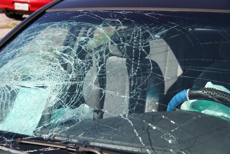 Shattered Car Windshield stock photo. Image of windshield 82664784