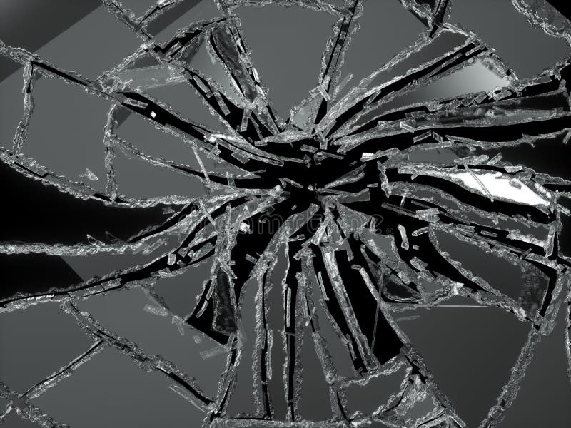 Shattered or damaged glass Pieces isolated