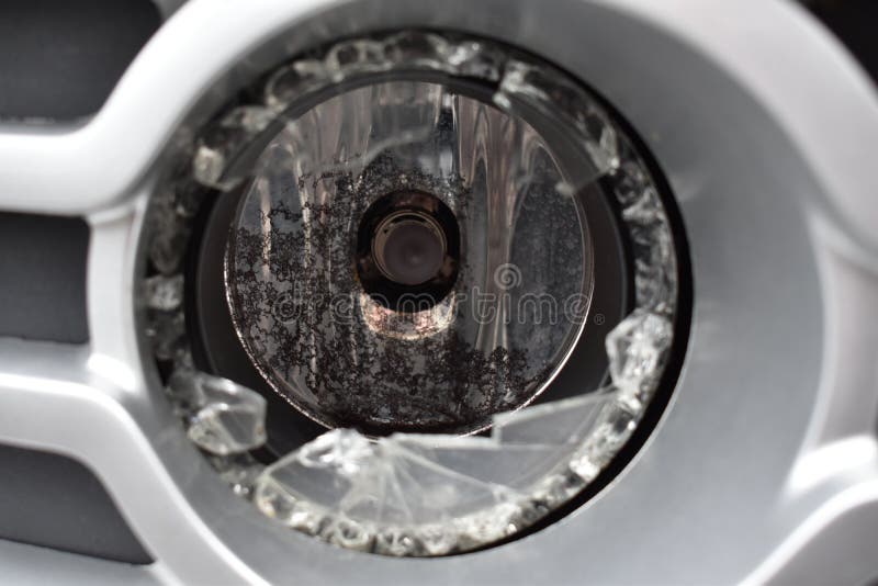 Broken Headlight on a Car stock image. Image of transport 188047757