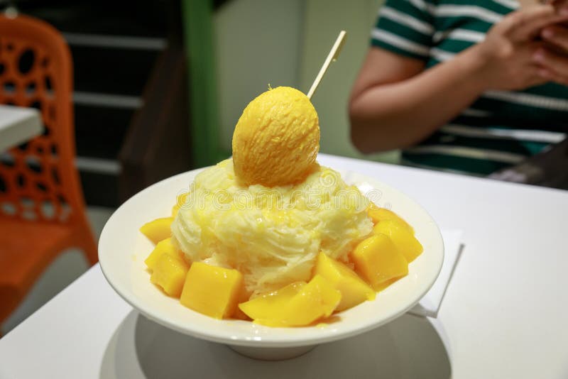 Shaved Ice with Fresh Mango Stock Image Image of close, flavor 93353921