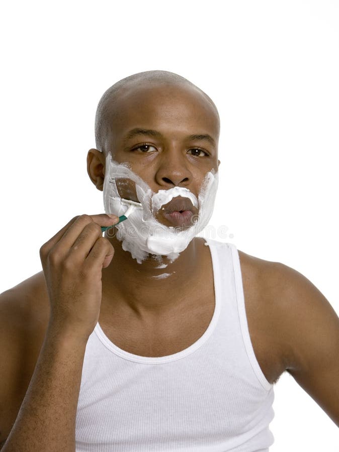 Shaving his chin stock image. Image of healthy, ready, american 692261