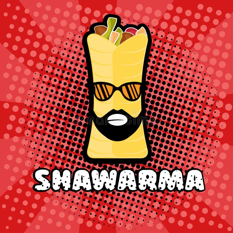 Shawarma битника с солнечными очками в искусстве шипучки иллюстрация вектора Shawarma битника с солнечными очками в искусстве шипучки иллюстрация вектора