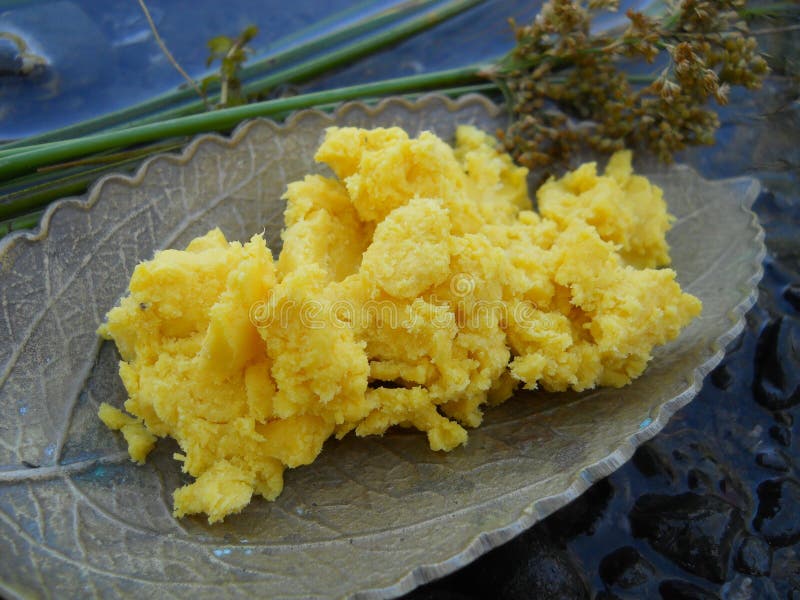 Shea Butter Nature Macro amarelo cru imagens de stock royalty free Shea Butter Nature Macro amarelo cru imagens de stock royalty free