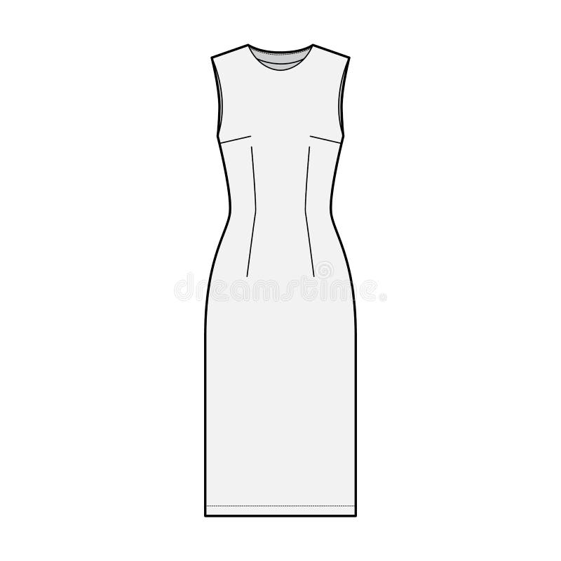 Etuikleid 1 Ai FileAdode Illustrator modeillustration  fashionillustration technicaldrawing tech  Fashion design sketches  Dress illustration Sheath dress