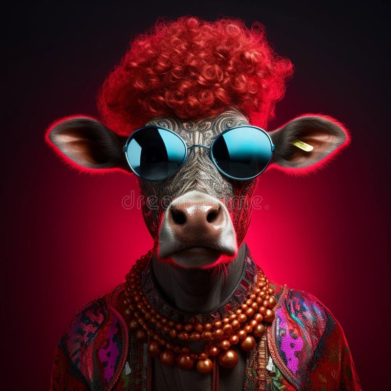 Red hair Sheep character portrait, colourful, ai generated image wallpaper