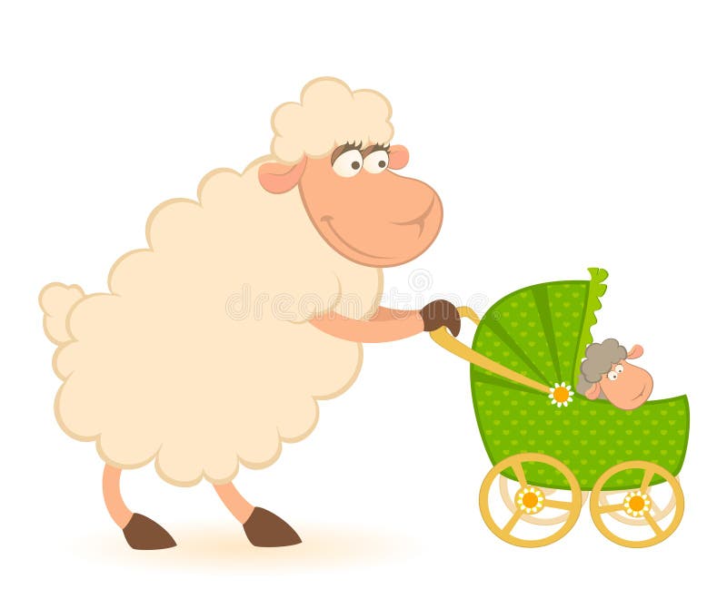 Sheep with scribble baby carriage