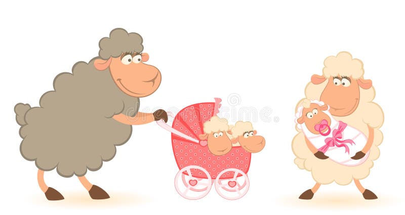 Sheep with scribble baby carriage
