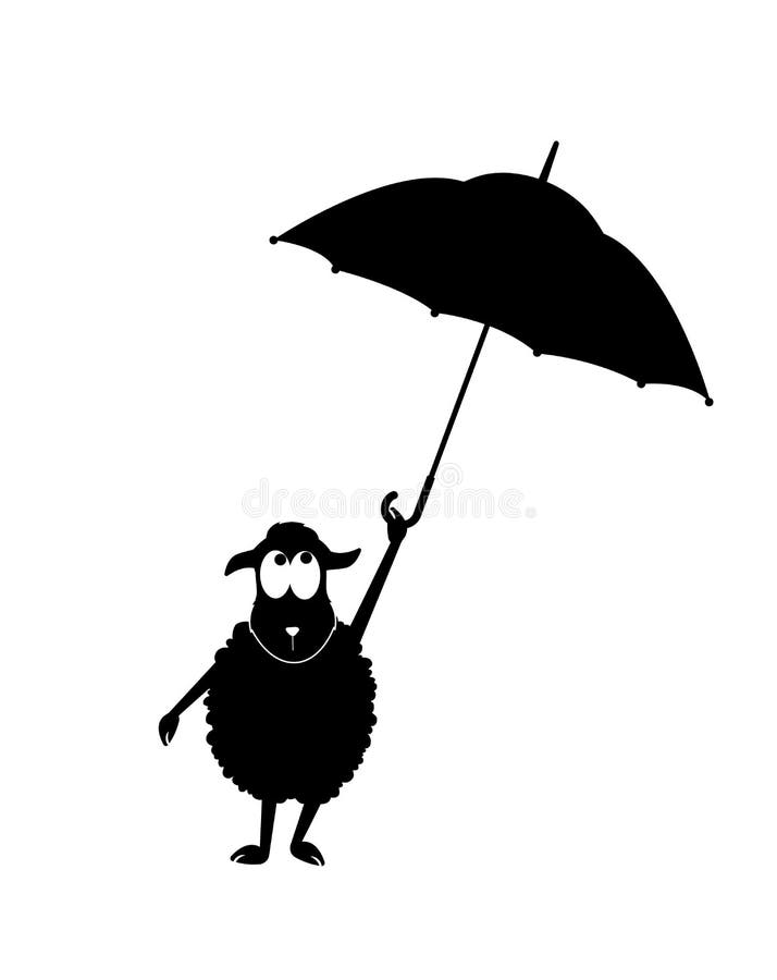 Two Sheep with umbrella stock vector. Illustration of celebrations