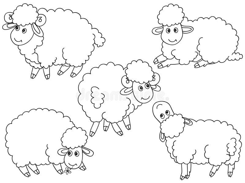 black and white sheep clipart