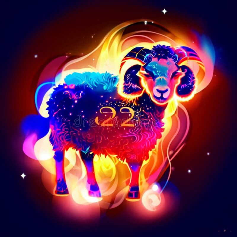 Sheep Zodiac Sign, Astrological Horoscope Symbol. AI Generated Stock(04)
