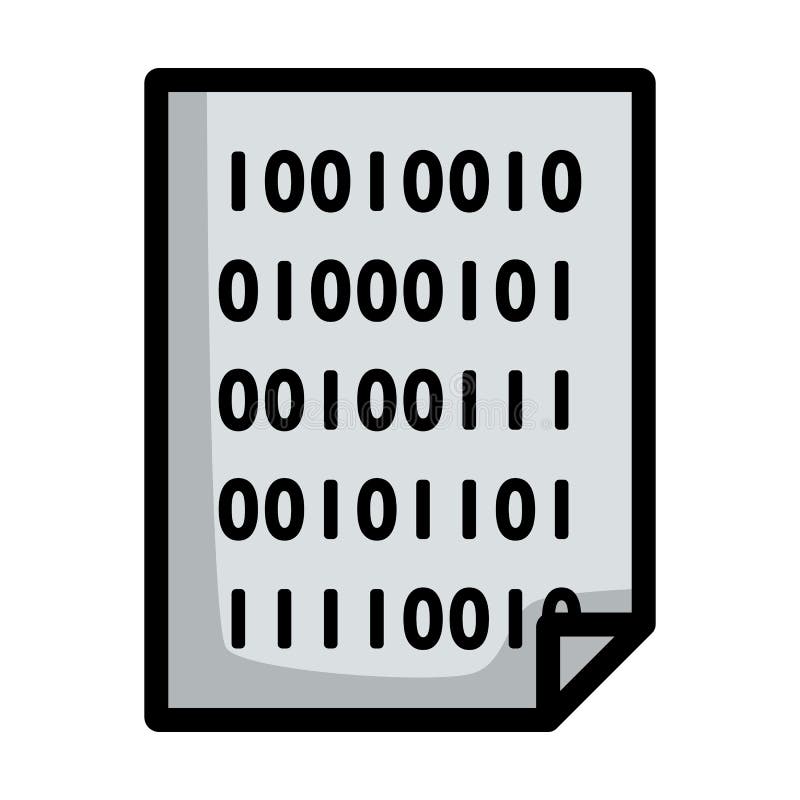 Sheet with Binary Code Icon Stock Vector - Illustration of matrix, bold ...