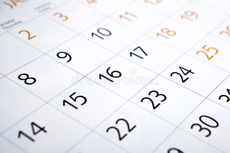 Sheet of a Calendar with the Number of Days Stock Image Image of time Calendar With Number Of Days