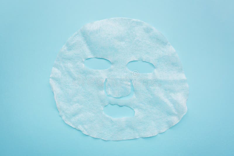 Download Sheet Facial Mask On Pastel Blue Paper Background. Skin Care, Dermatology, Beauty Concept. Top ...
