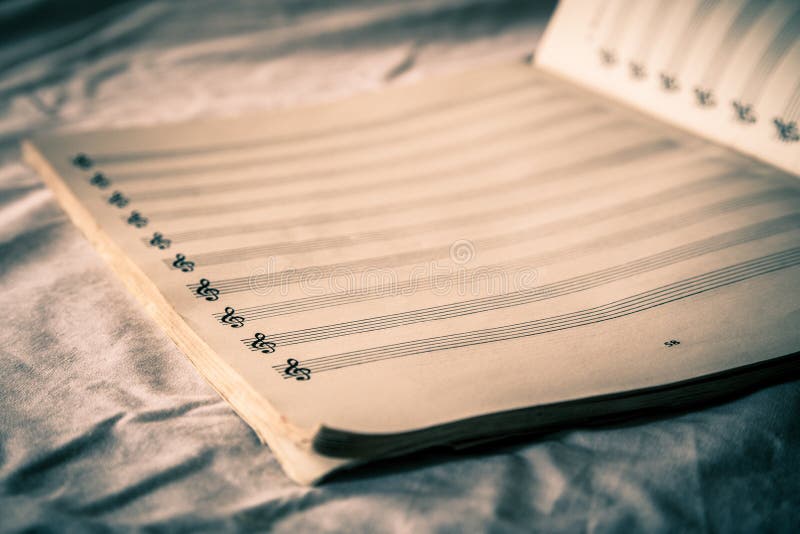 Blank musical composition sheet music with vintage tone. Paper notation stock images, royalty-free photos and pictures