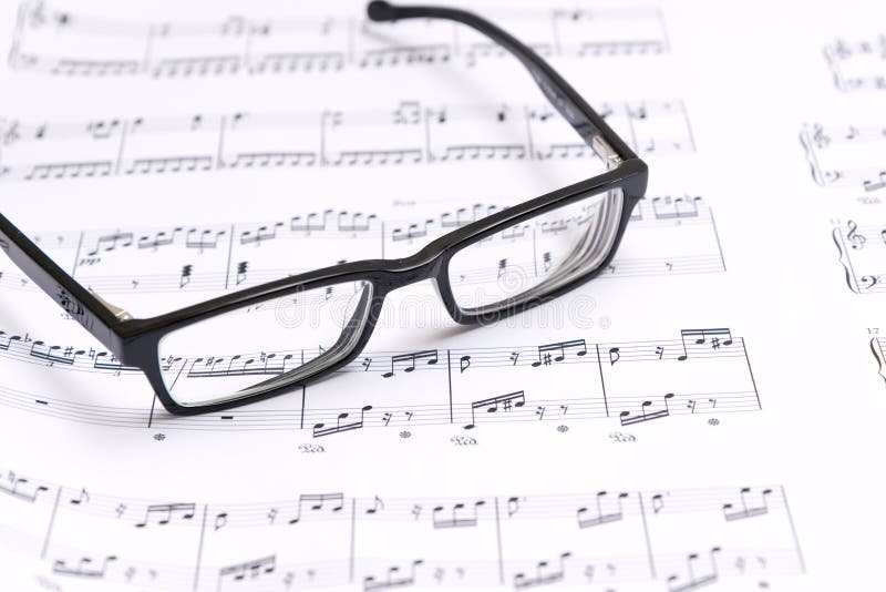 Piano Sheet Music And Glasses Stock Image Image of collection, grand