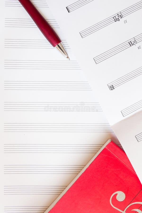 Sheet Music with Pen and Music Book Stock Photo Image of music