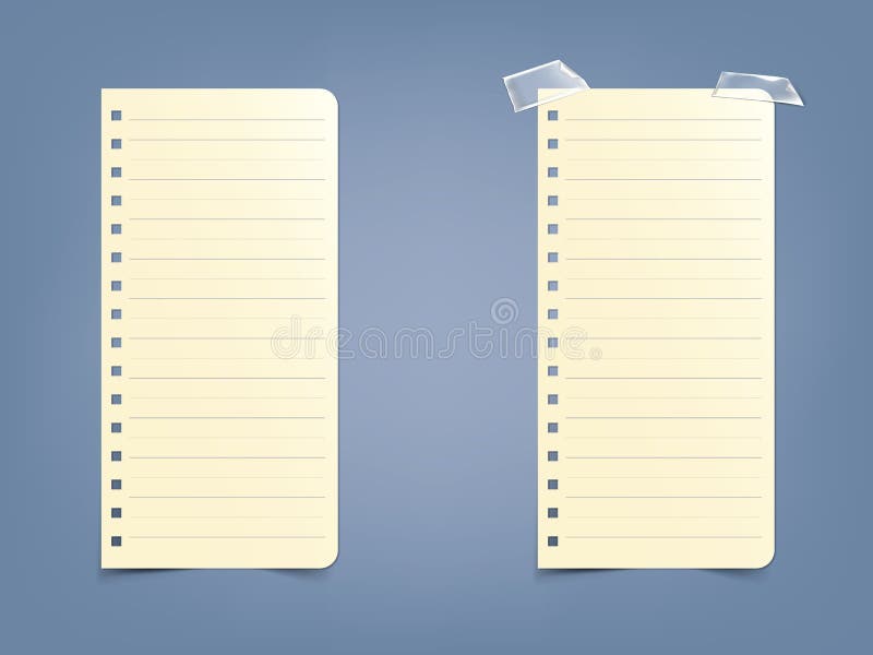 Sheet, page in a striped notebook, notepad on a blue background. stock illustration Sheet, page in a striped notebook, notepad on a blue background. stock illustration