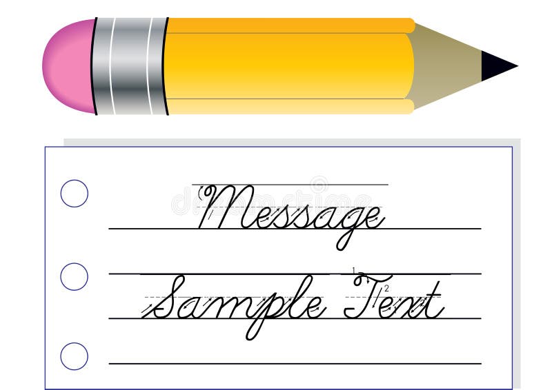 Sheet of paper with pencil royalty free illustration