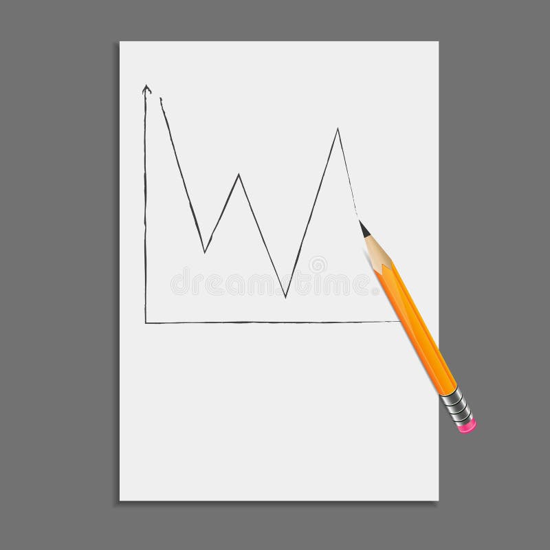 Sheet of Paper with Pencil Drawing Graph Stock Vector Illustration of