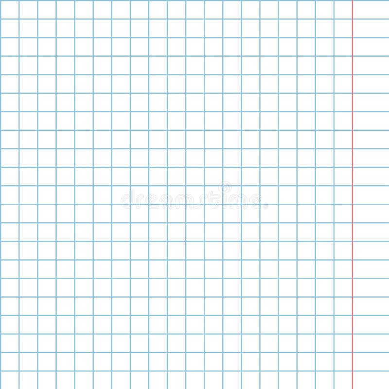 Sheet of school notebook for exercises. Blue square, vertical seamless background, simple blank. stock illustration