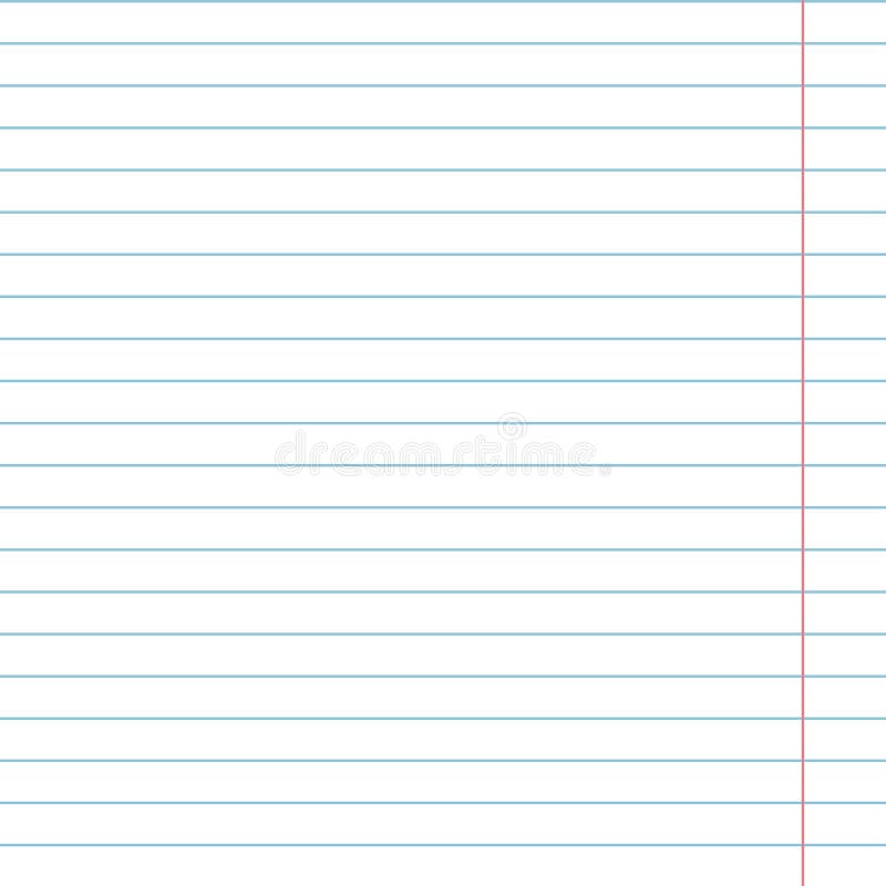 Sheet of school notebook for exercises. Blue stripes, vertical seamless background, simple blank. stock illustration