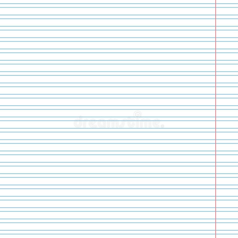 Sheet of school notebook for exercises. Blue stripes, vertical seamless background, simple blank. stock illustration