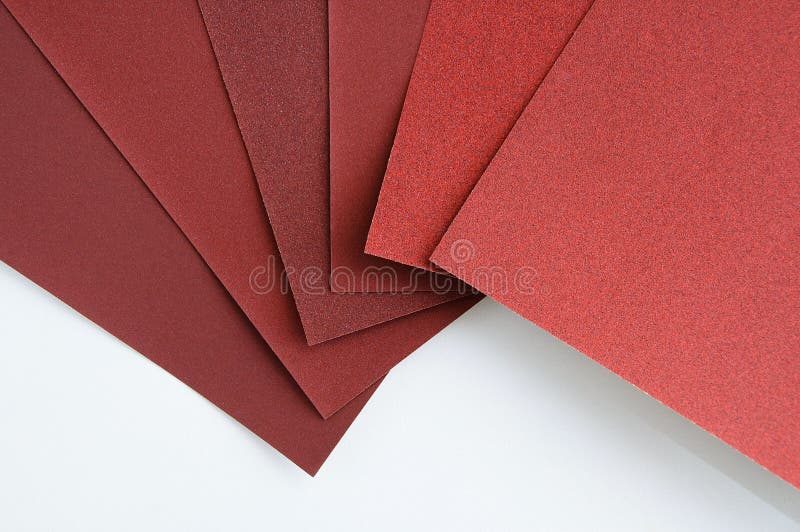 Sheets of Brown Sanding Paper on a White Background. Stock Image Image of equipment
