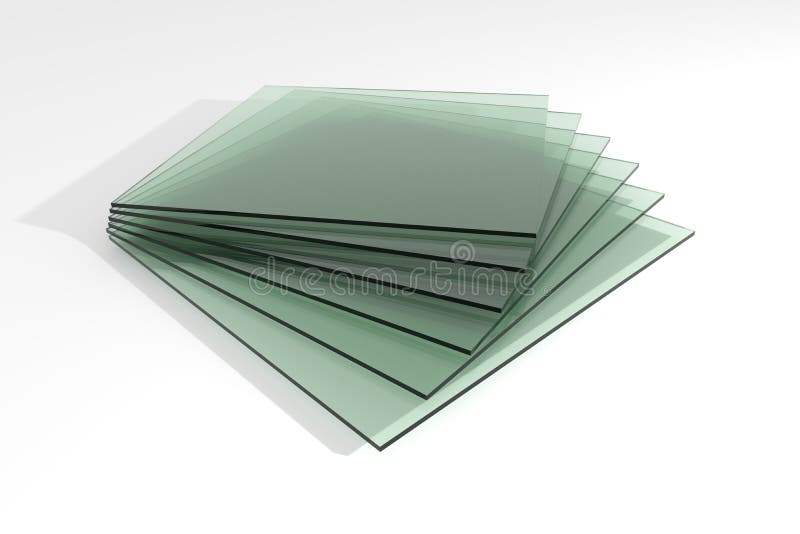 Sheets of green tempered clear float glass