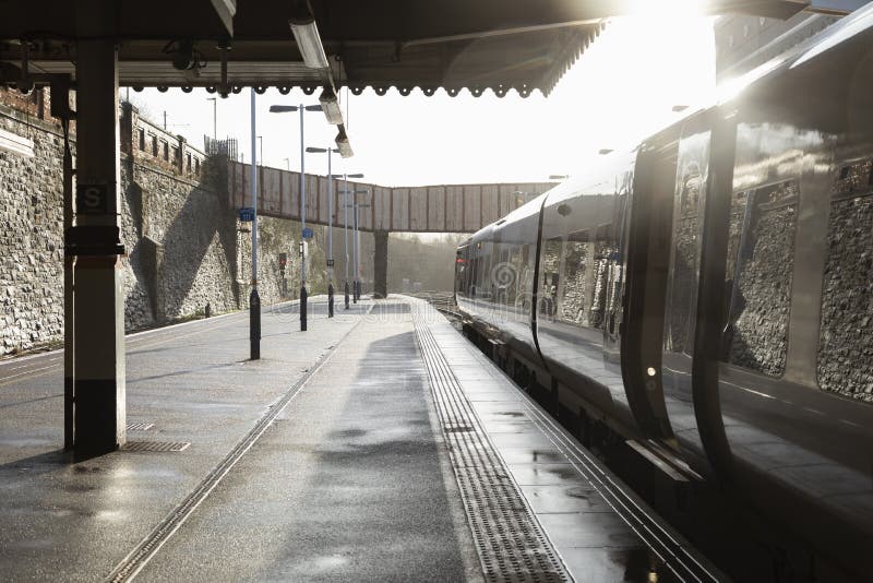 Empty platforms at Sheffield Railway Station, UK