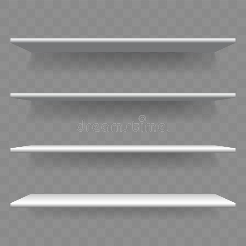 Shelf White Wood Empty 3d Vector Bookshelf Stock Vector