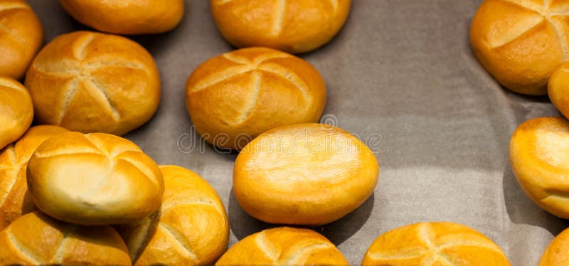 Shelf with bread rolls stock image. Image of pastry, snack 79778413