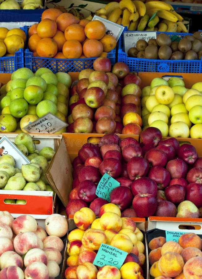 Shelf with fruits