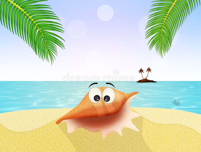Shell cartoon on the beach stock illustration. Illustration of face - 94319641 Shell cartoon on the beach stock illustration. Illustration of face - 94319641