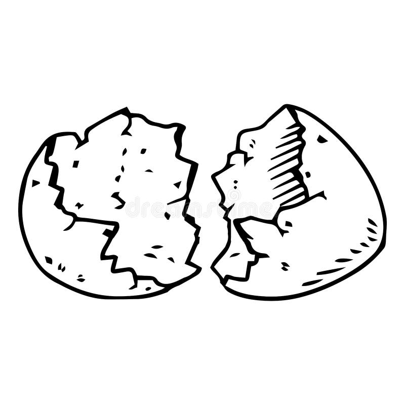 Shell of the Eggs Hand Drawn. Vector of Egg Shell. Broken Egg Icon