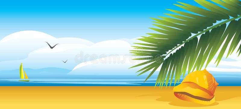 Shell en palmtak vector illustratie Shell en palmtak vector illustratie