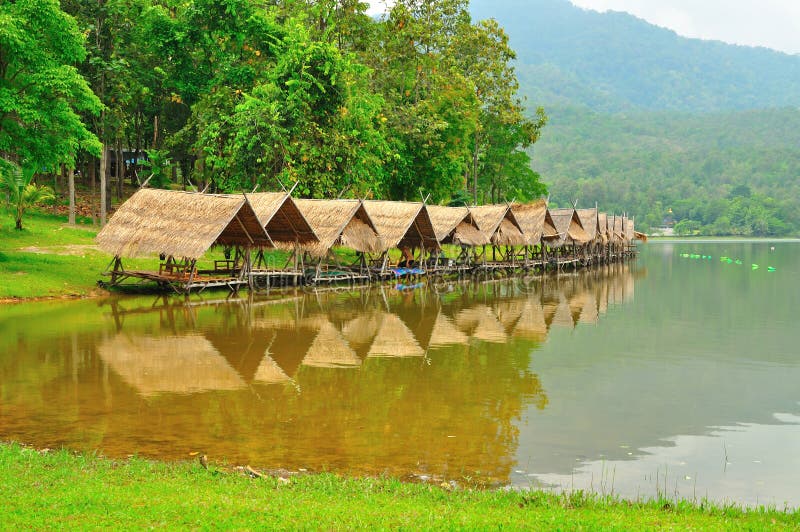 Shelters Beside Reservoir In Chiangmai, Thailand. Stock Photo Image