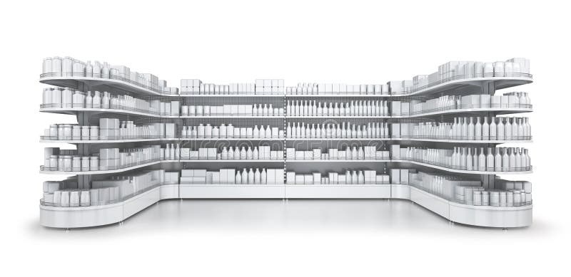 Store Shelves with Empty Department for Your Goods Stock Illustration