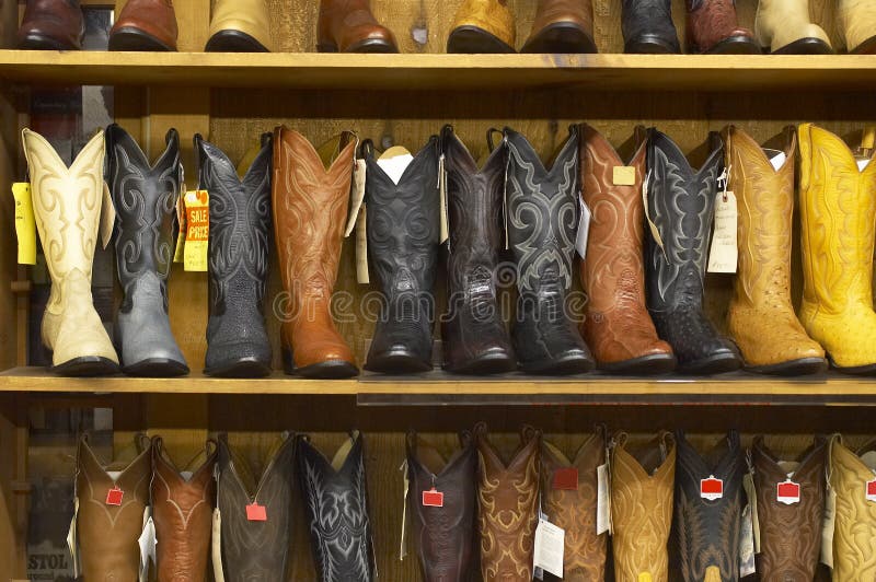 Wall of Cowboy Boots stock image. Image of group, country 25700215