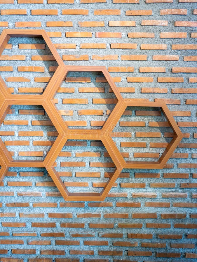 Shelves Made of Hexagonal Wood on Wall Stock Photo Image of wall