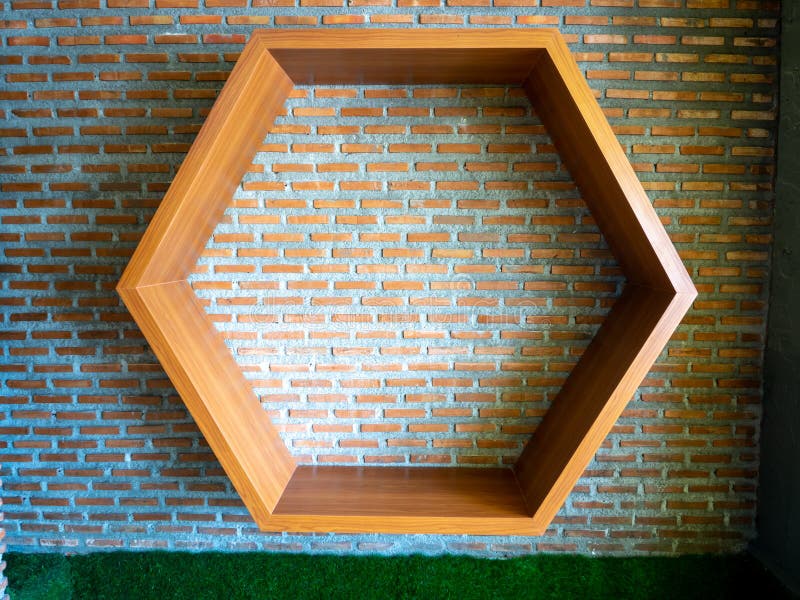 Shelves Made of Hexagonal Wood on Wall Stock Image Image of frame